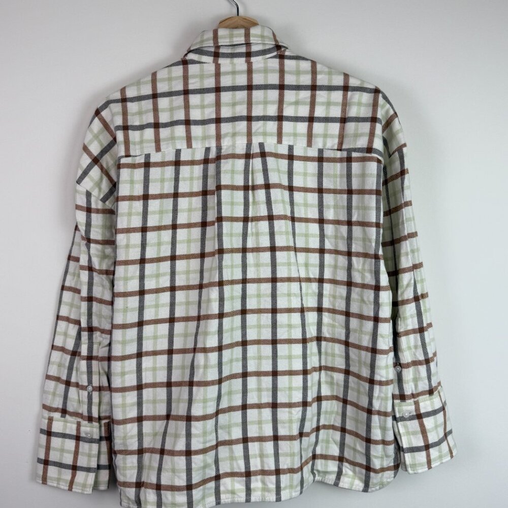 Everlane Boxy Button Front Cotton Flannel Plaid Oversized Long Sleeve Shirt XS - Picture 3 of 7
